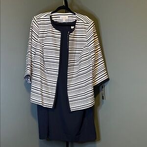Danillo Navy and White Striped Blazer with Dress
